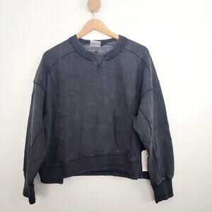 NEW Free People Hatch Maternity Intercept Crewneck Sweatshirt Black